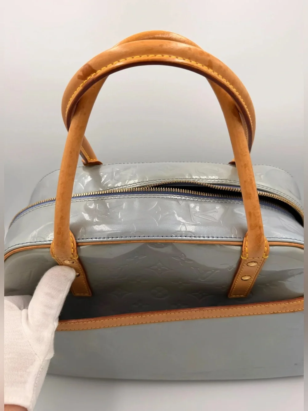 LV Tompkins Square — Vernis Leather Blue